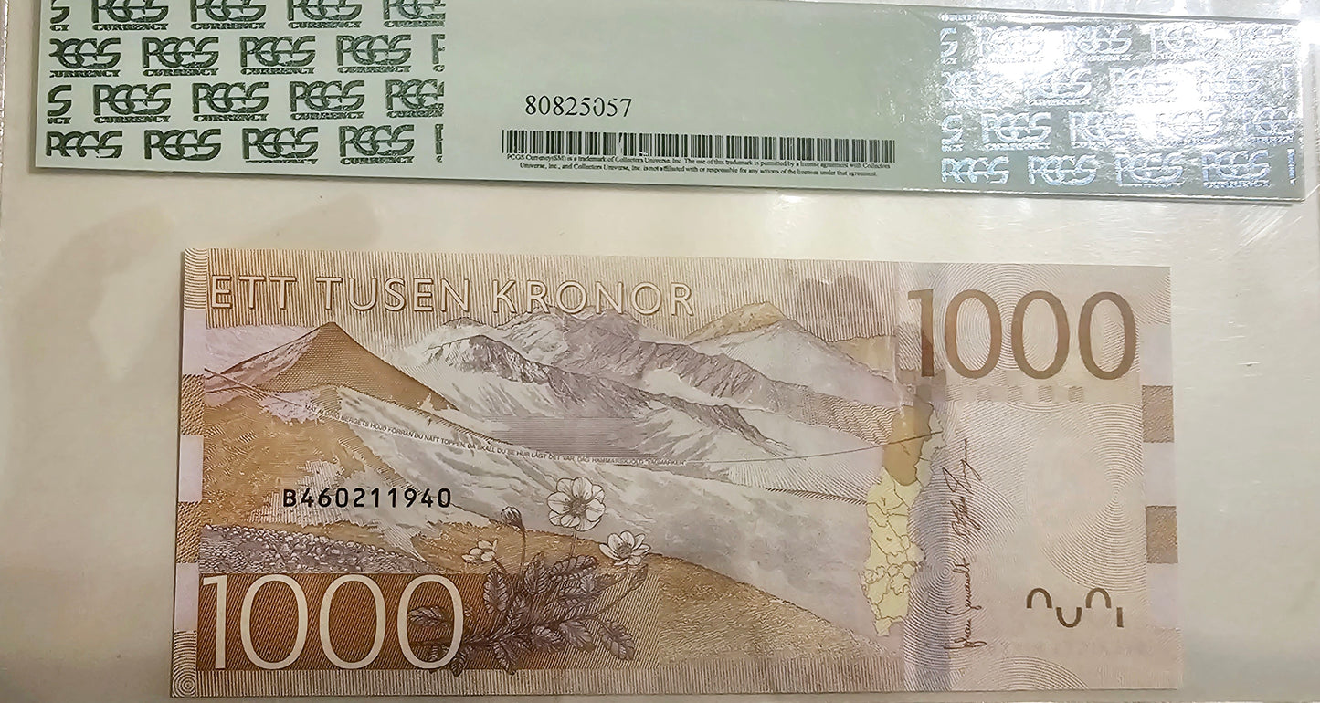 Graded PCGS 66 Swedan 1000 kronor Note