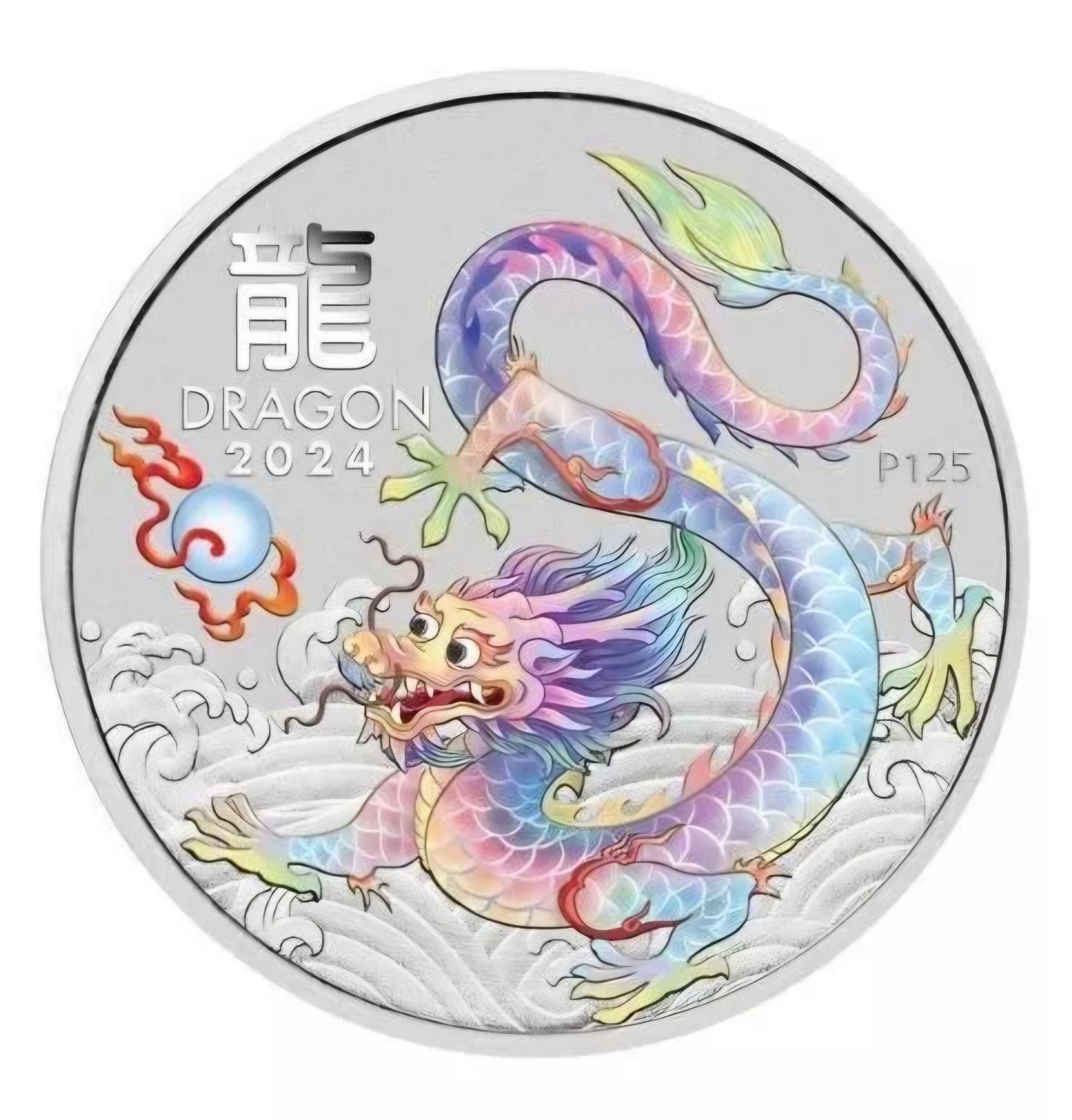 2024 ANDA Money Expo Brisbane - 1oz Silver Dragon White Coloured Coin on Card
