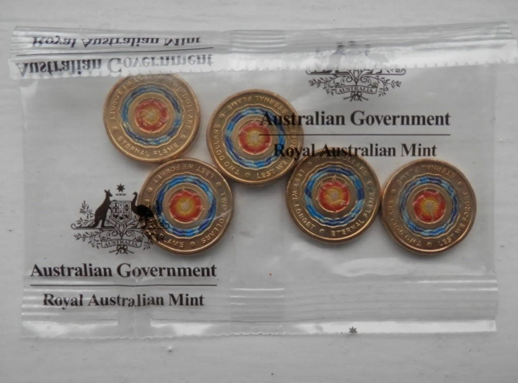 2018 Eternal Flames $2 two dollar Ram 5 coin Sachet bag