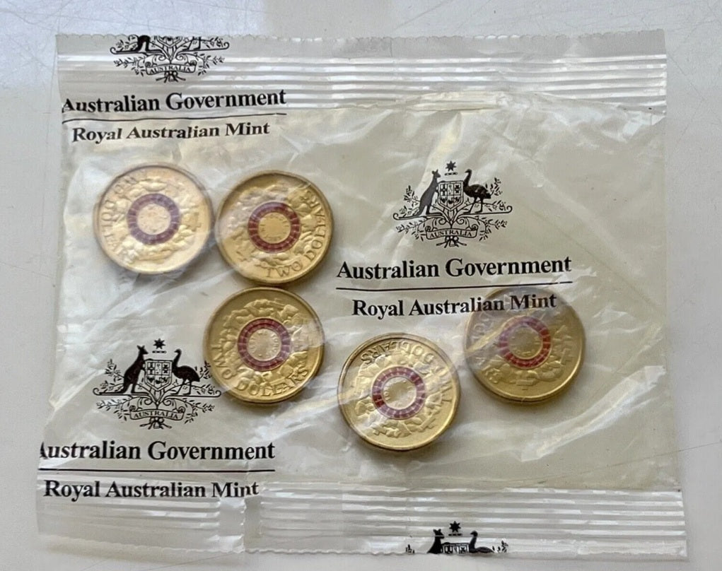 2015 LEST We Forget War graves $2 two dollar Ram 5 coin Sachet bag