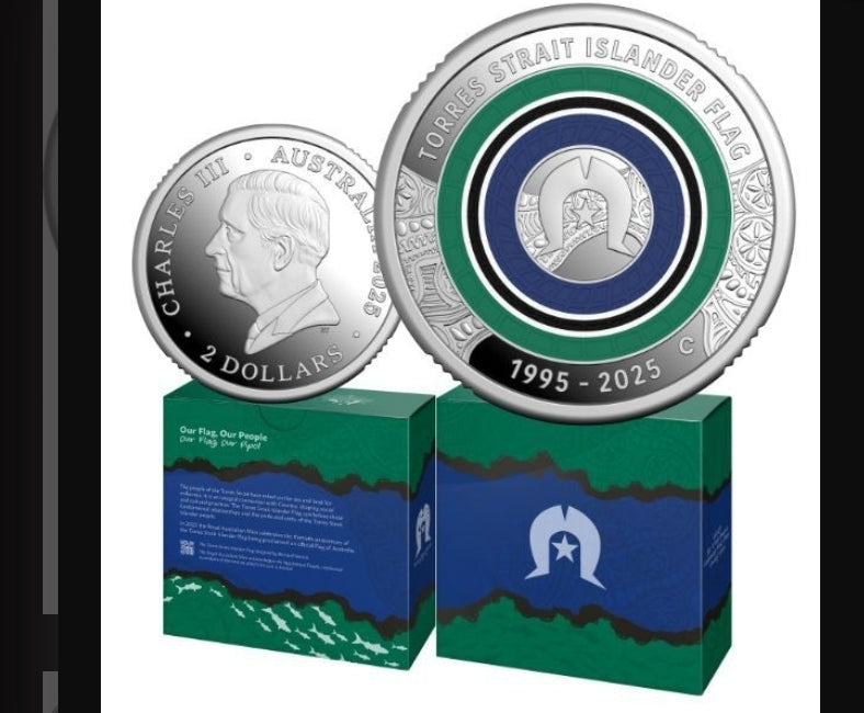 2025 $2 Torres Strait Islander Flag Combo Combo of Silver Proof, Coin in Card & Premium Coin Roll