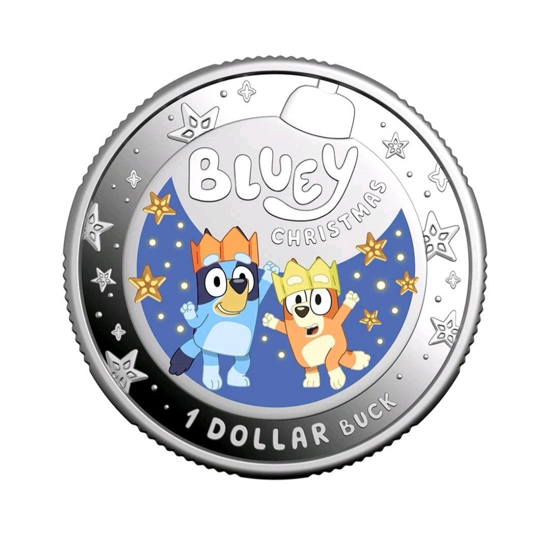 2025 RAM $1 Bluey Christmas Coloured Fine Silver Proof Coin PRE Order
