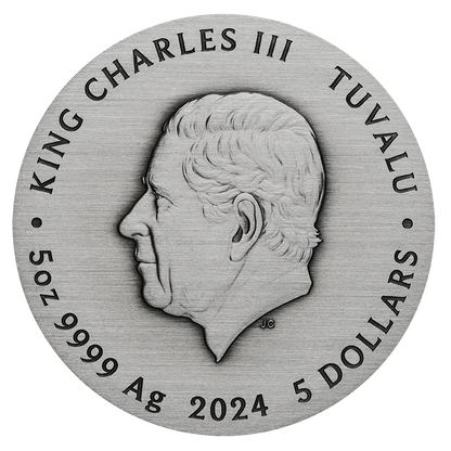 2024 King Charles first 5oz coin - Universe Starry Sky And Planets 5oz Silver Antiqued Coloured Coin - 388 mintage only