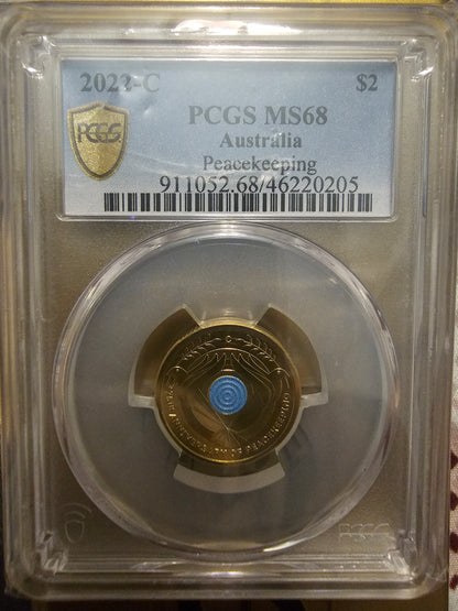 2022 75th Peace keeping PCGS MS68 graded gold shield 2$ two dollar Coin