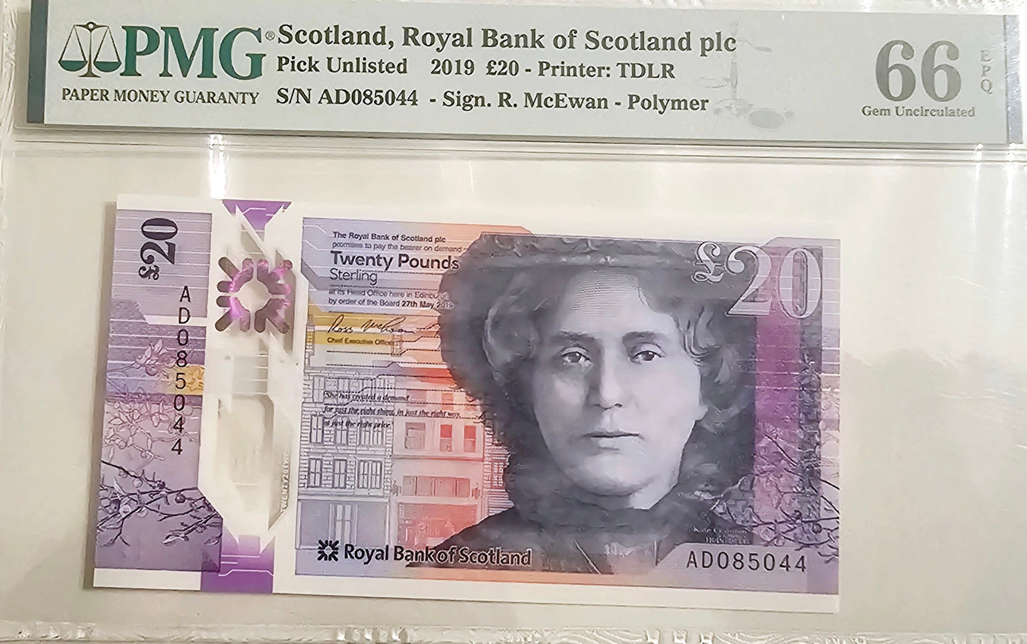 Graded PMG 66 Scotland Bank £20 Pounds Note