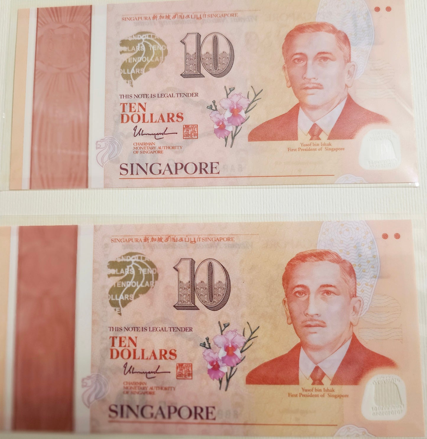 Singapore 10$ notes two quantity