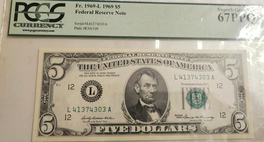 USA 5$ Note PCGS 67