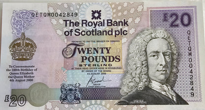 Scotland Bank £20 Pounds Queen Note