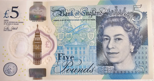 Bank Of England £5 Five Pounds Queens Note