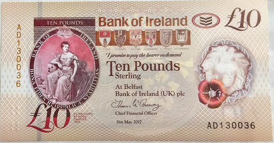 Bank Of Ireland £10 Ten Pounds 2017