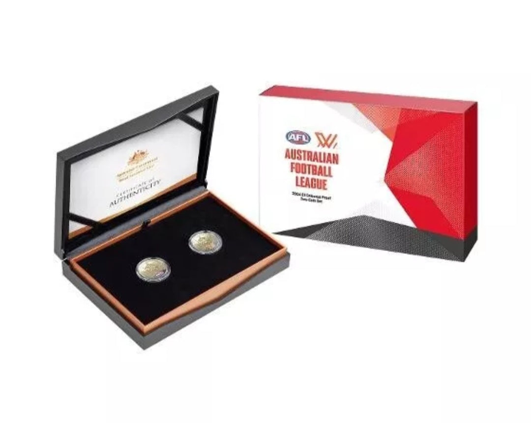 2024 $1 AFL - Season 2 Coloured Two Coin Proof Set (Red Box)