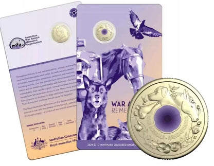 2024 $2 ‘C’  War Animals Remembrance Fine Silver Proof Coin and Albr Coin on Card –  50c Countdown and 35th Anniversary 2$ Book - preorder