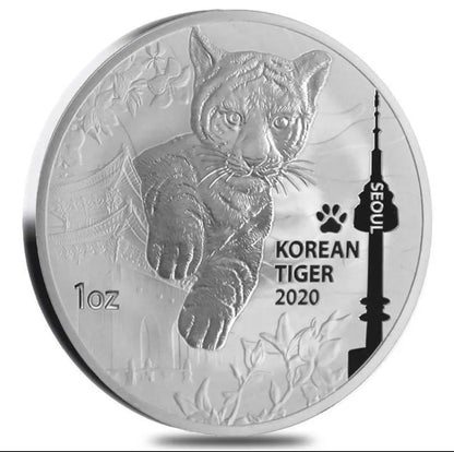 2020 South Korea Tiger 1 oz Silver Coin in Capsule