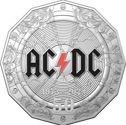 2023 50th Anniversary AC/DC 50c Coloured UNC Coin