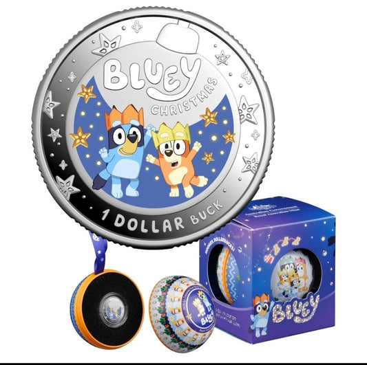 2025 RAM $1 Bluey Christmas Coloured Fine Silver Proof Coin PRE Order