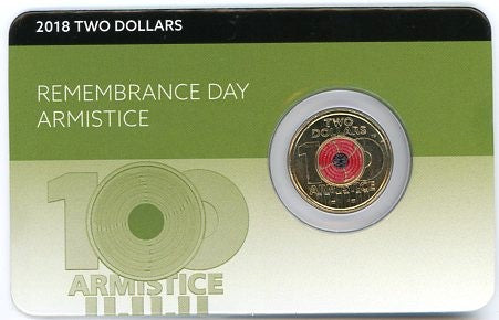 2018 Armistise Remembrance Poppy $2 two dollar coin in DCPL Card