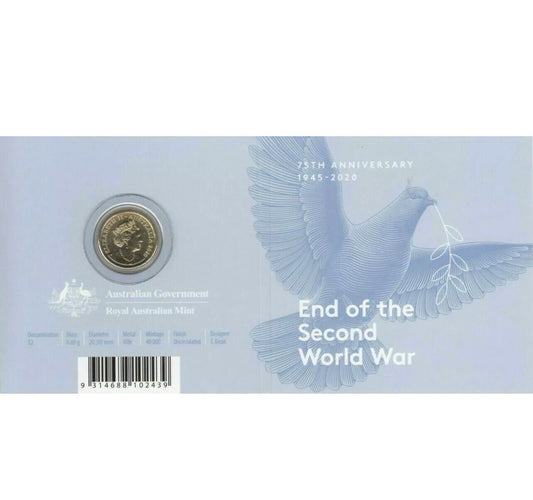 2020 75th Anniversary End WWII $2 Coin 'C' Mint Mark Carded Coin Unfolded