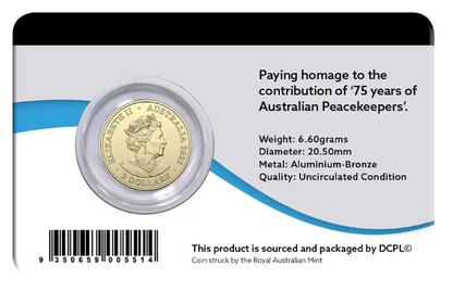 2022 Peacekeeping Remembrance Day 75th Anniversary $2 two dollar coin in DCPL Card