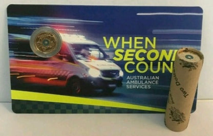 2021 Ambulance Service Two Dollar $2 Royal Australian Mint RAM Roll and C mint Card Combo