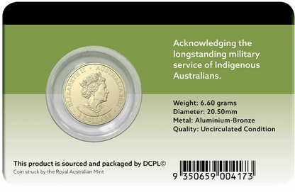 2021 Indigenous Military Services $2 two dollar coin in DCPL Card