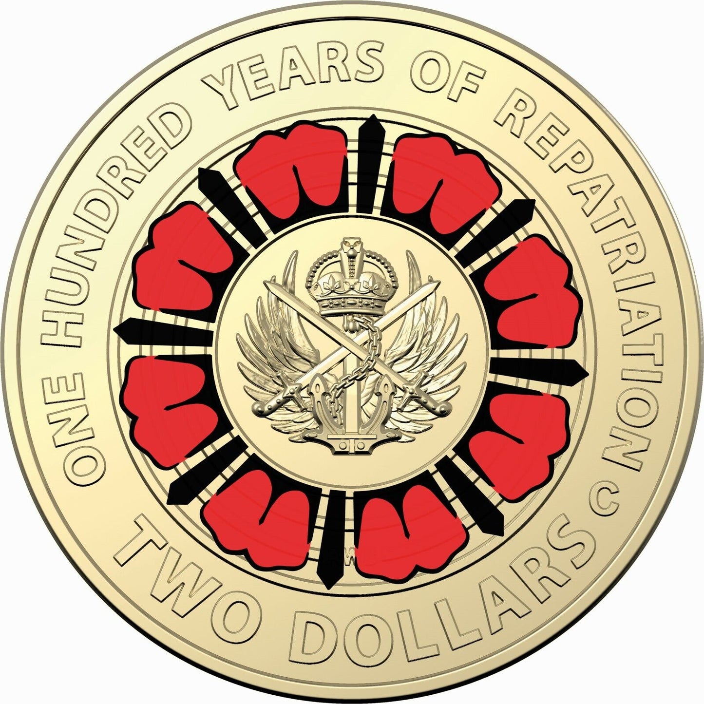 2019 Royal Australian Mint Repatriation Two Dollar Red Ring coloured Mint Mark C Coin in card